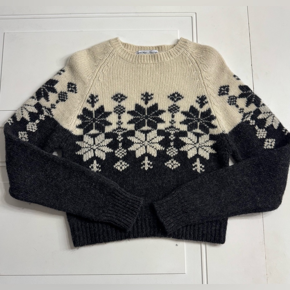 Eastside Westside 100% Shetland Wool Holiday Snowflake Womens Sweater Size M